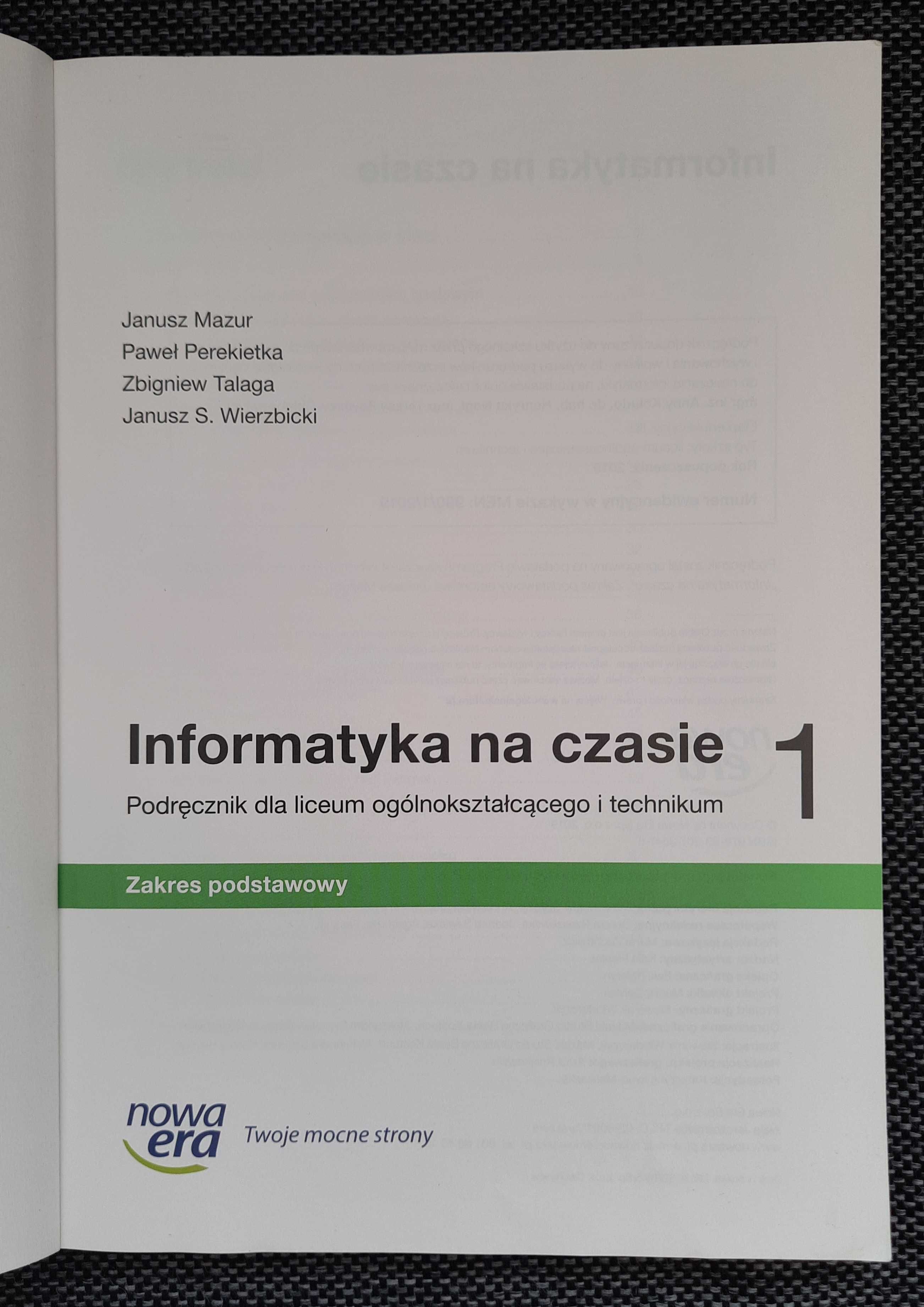 "Informatyka na czasie" podręcznik technikum kl 1