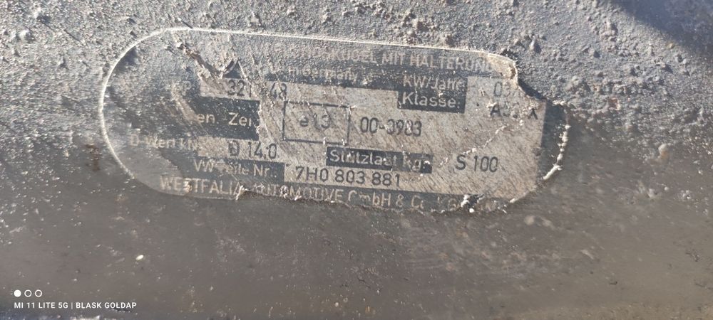 Hak Holowniczy WESTFALIA Oryginalny VW Sharan MK1 Blask Gołdap