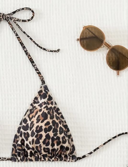 Купальник леопардовий принт, купальник роздільний S, купальник лео