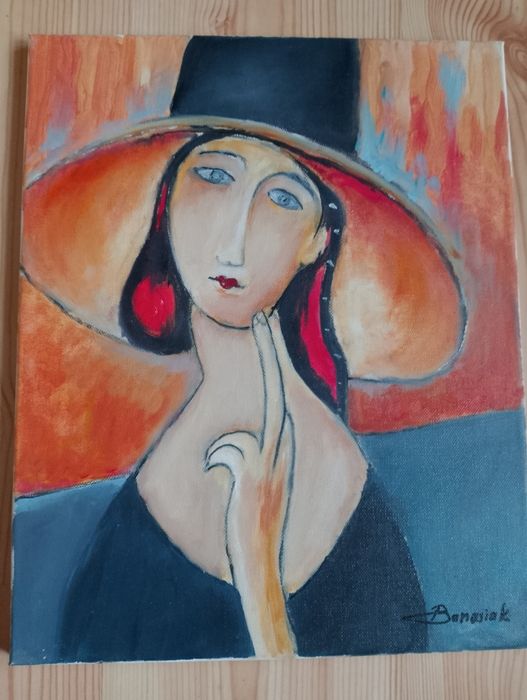 Obraz kobieta rękodzieło 41/33 cm