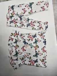 Komplet dziewczęcy w motylki leginsy 3/4 bluzka H&M