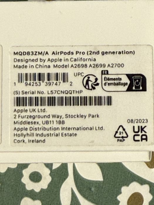 Oryginalne sluchawki Apple Airpods Pro 2