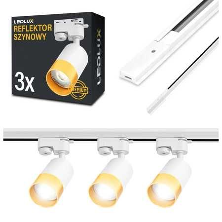 Szynoprzewód Zestaw szyna 2m + 3 reflektory led złote/miedziane