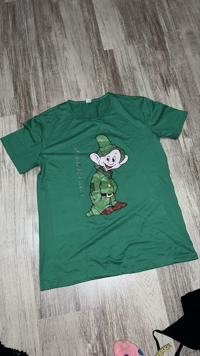 Zielony tshirt damski M z wizerunkiem krasnoludka Gapcio Śnieżka