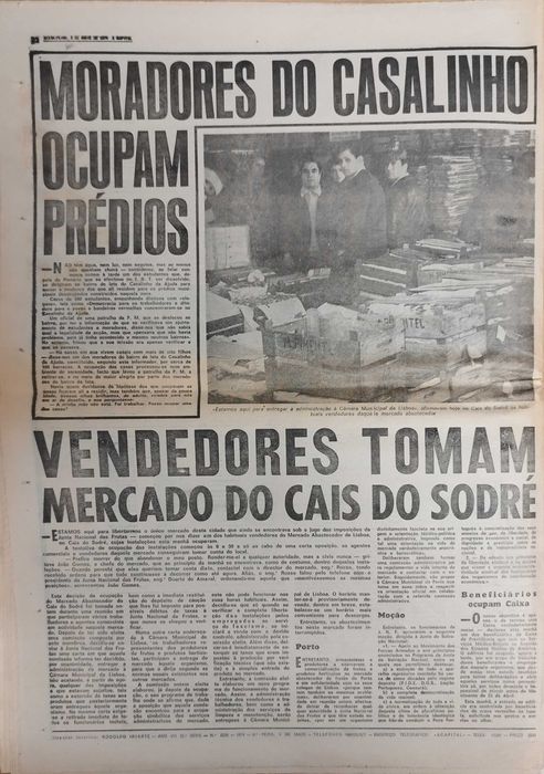 Jornal "A Capital" de 3 maio 1974- após a revolução