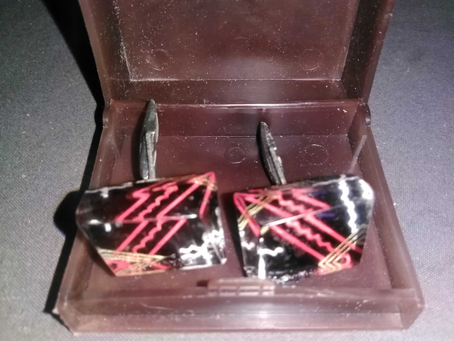 Spinki mankietowe męskie PRL Jedyne takie. Jak 3D