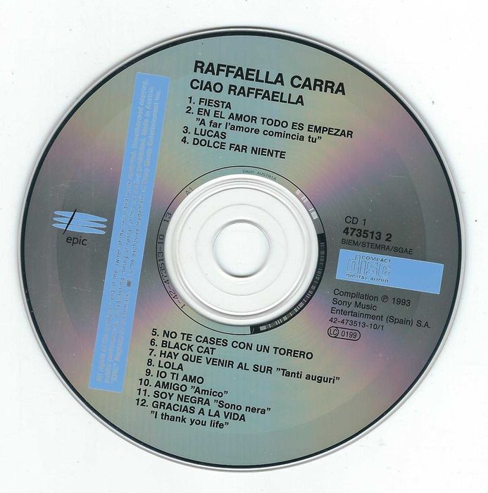 2 CD Raffaella Carra - Ciao Raffaella (1993) (Epic) Fat Box Case