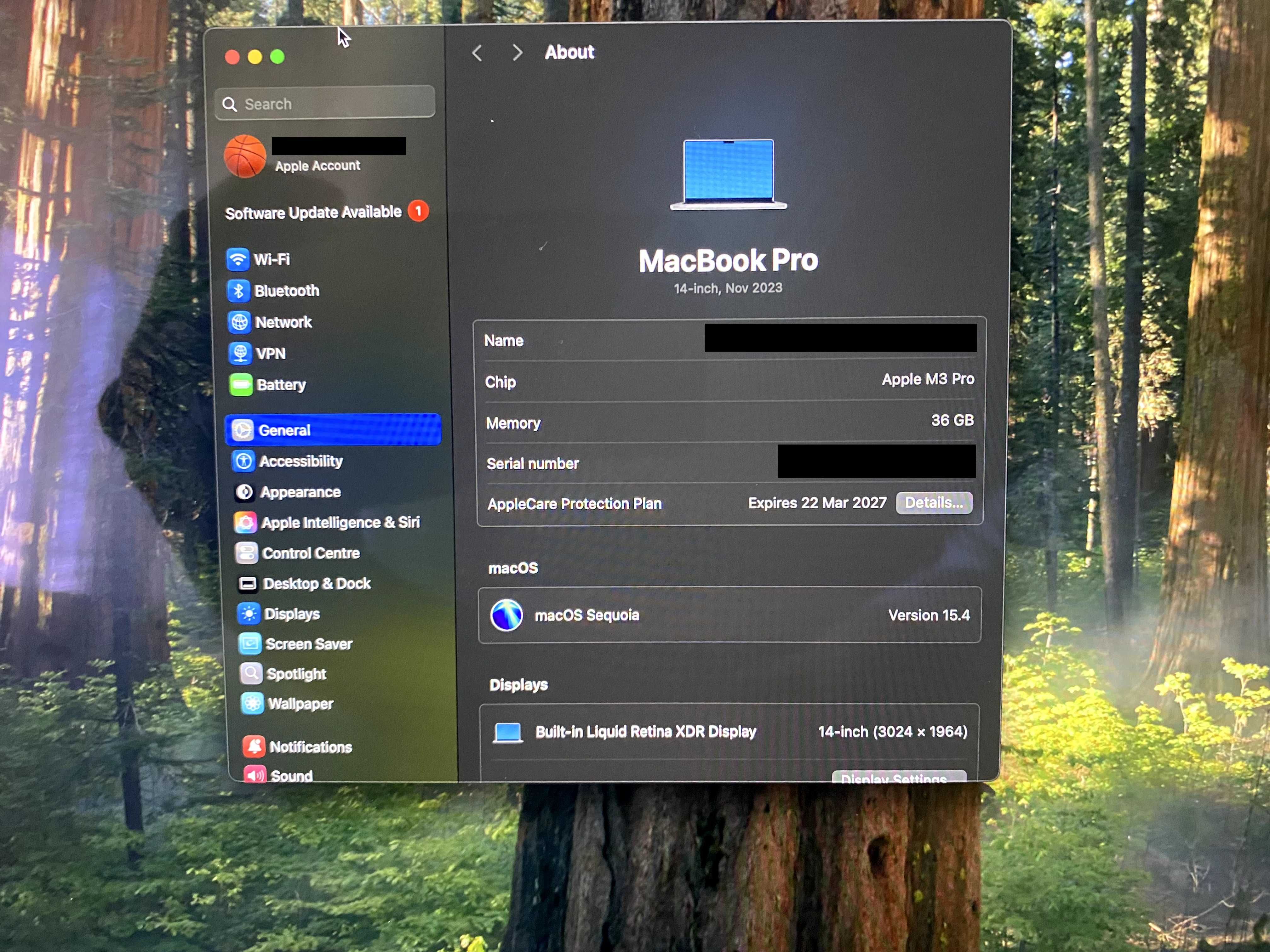 Apple MacBook Pro 14” M3 Pro CPU 11-core 36GB RAM 512GB SSD