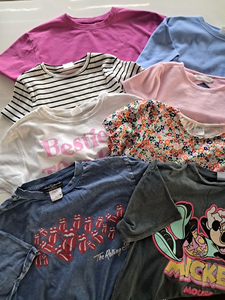 Koszulki T-shirt zestaw 8 sztuk Zara rozmiar 140 dziewczynka