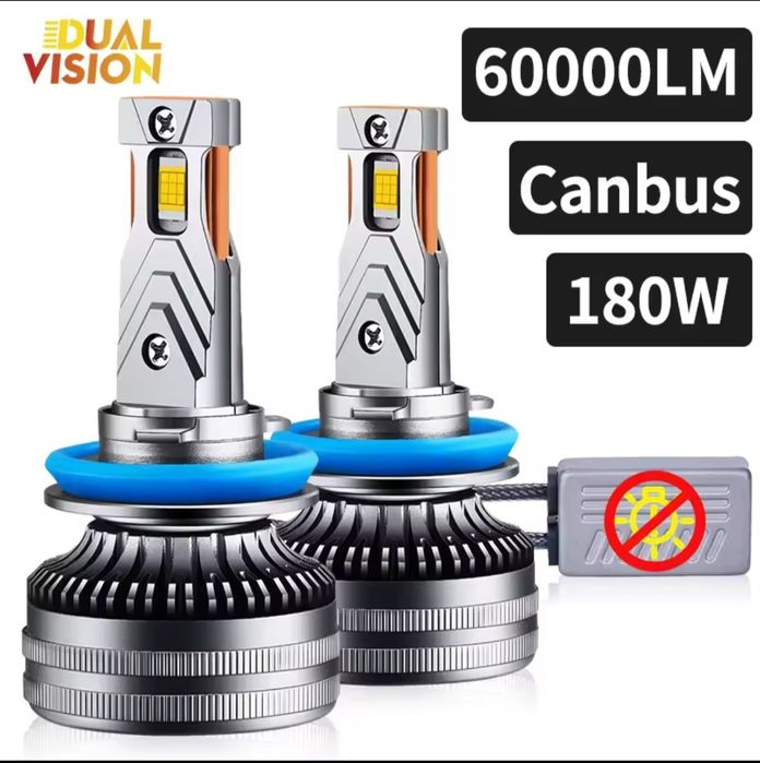 LED лампи з обманкою CANBUS 60000 Лм 180 Вт.Самі яскраві H7 H8 H1 H4