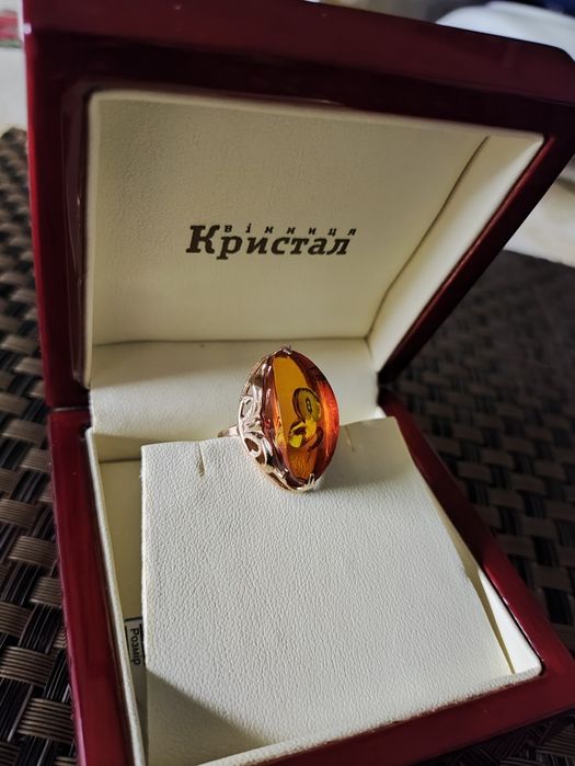 Янтарь золото 583 СССР кольцо перстень 18 р.