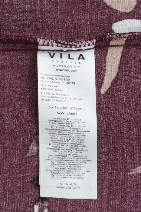 Bluzka Vila kwiaty bordo przewiewna z rękawem wiskoza