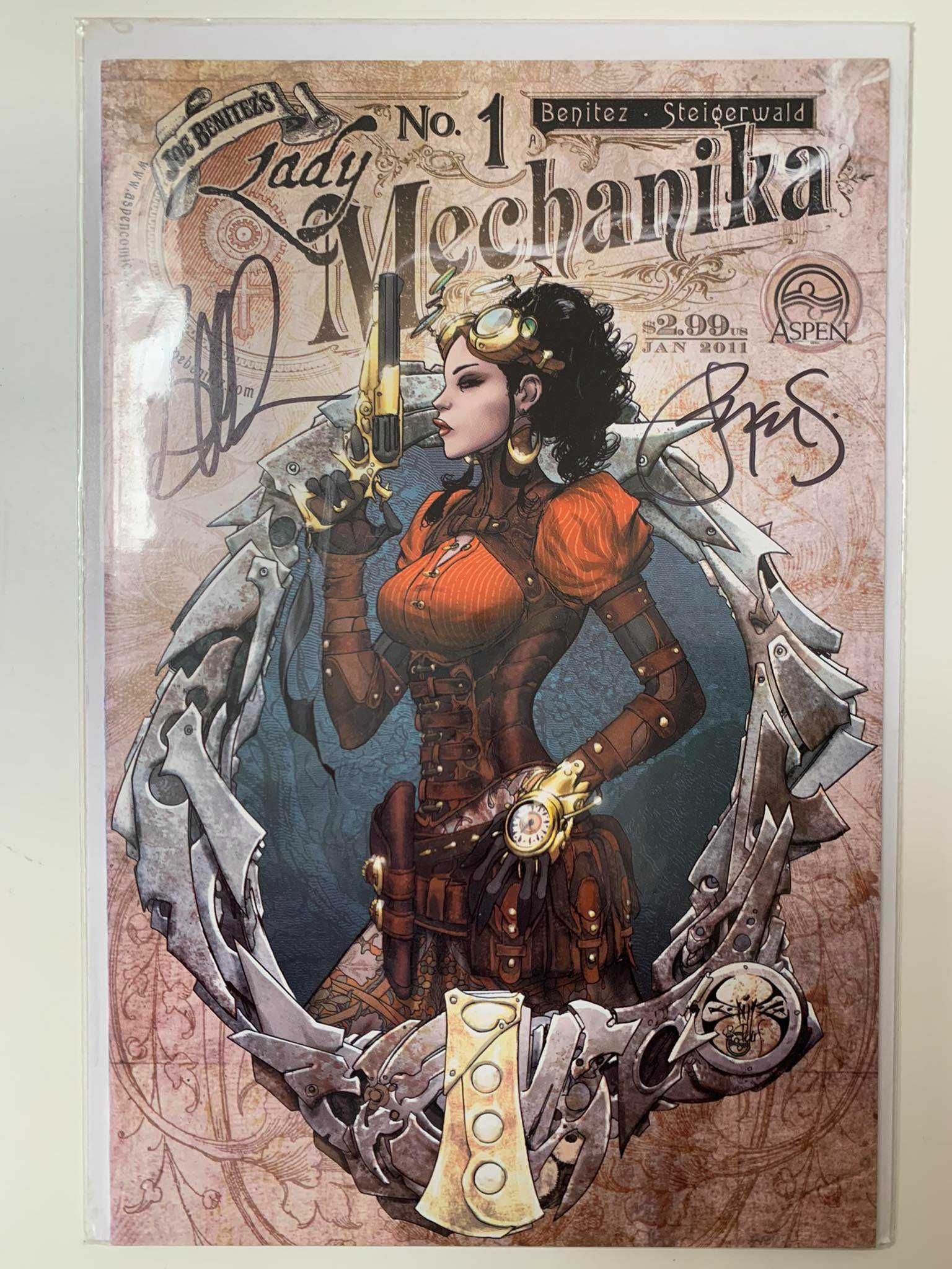 Kolekcja komiksu Lady Mechanika z autografami twórców, certyfikaty