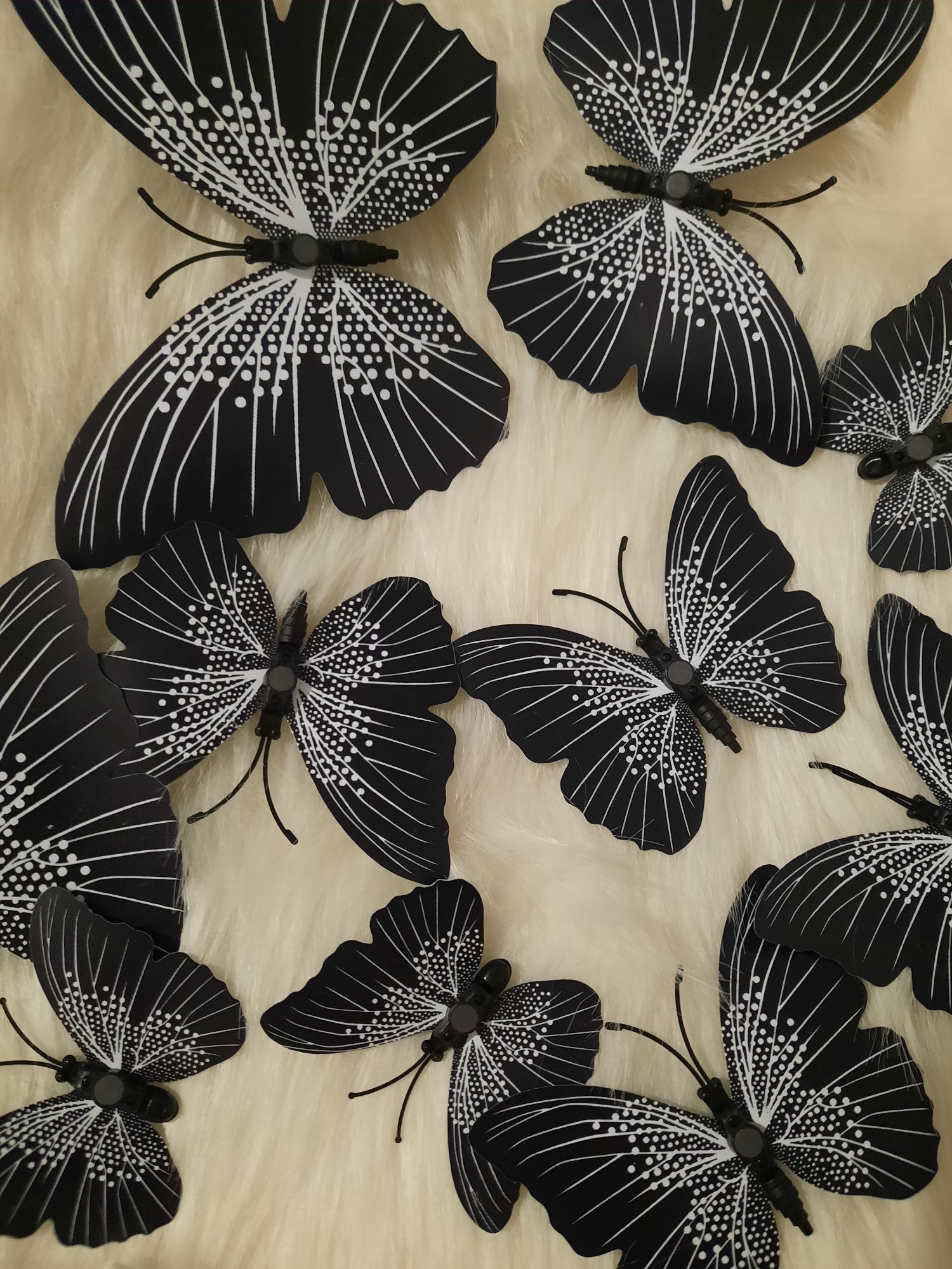 Nowe motyle z magnesem czarno-białe 24 sztuki