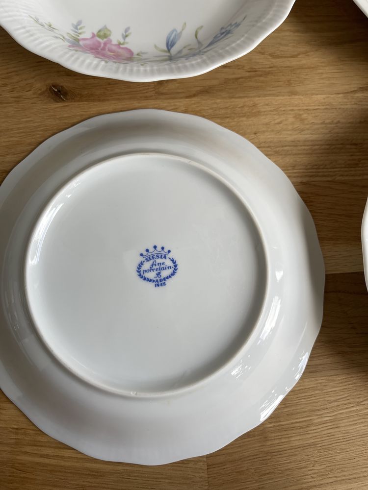 SLESIA 4 talerze głębokie i 6 płaskich porcelana