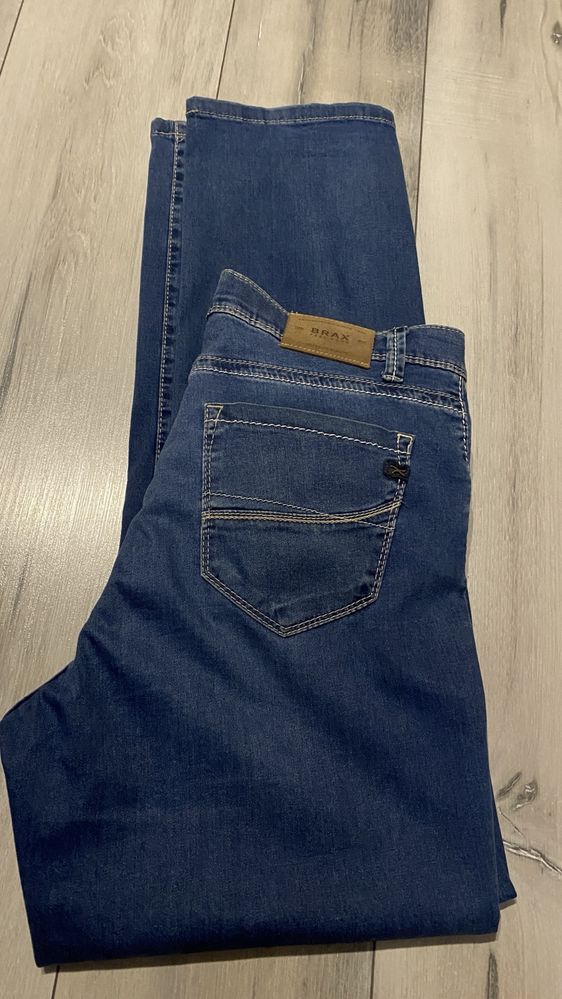 Spodnie BRAX 36/32 CADIZ Straight męskie jeansy jasny granat bawełna