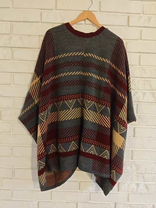Oversize obszerny sweter kardigan narzutka Boho etno aztecki