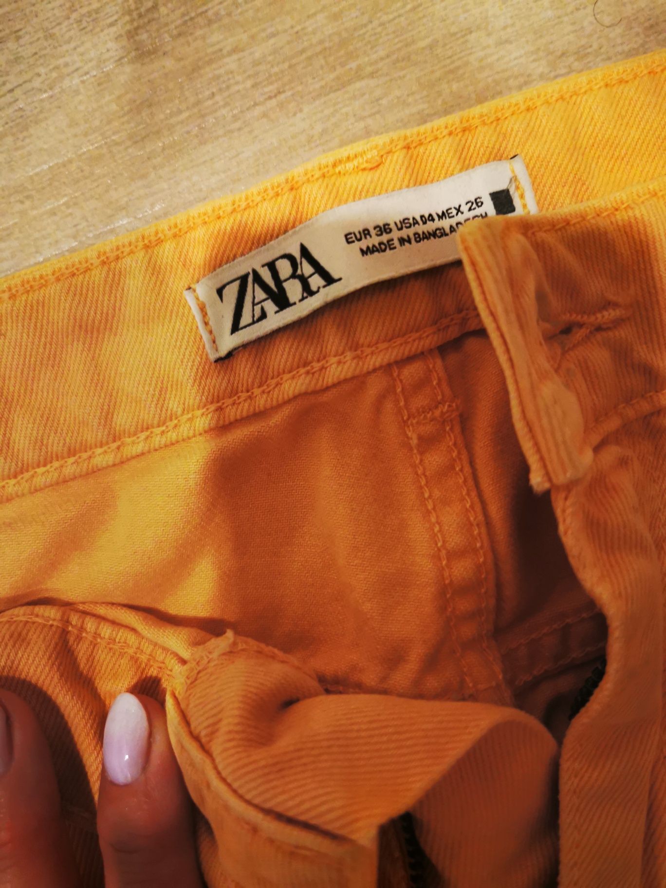 zara jeansy spodnie balloon pomarańczowy 36