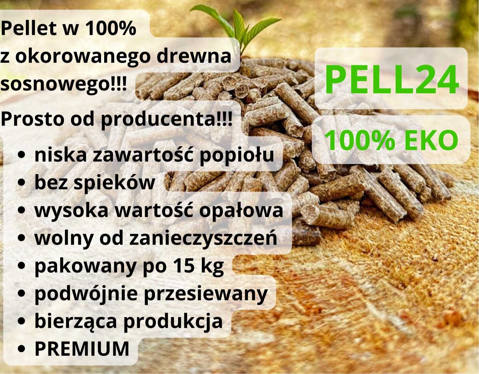 100%EKO Pellet, Od Producenta, z Drewna Po Korowarce, BEZ SPIEKÓW