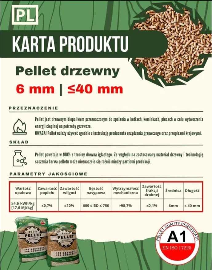 Pellet drzewny A1 - 6 mm (pelet)