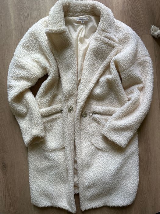 Kożuszek płaszcz baranek oversize S beżowy zimą