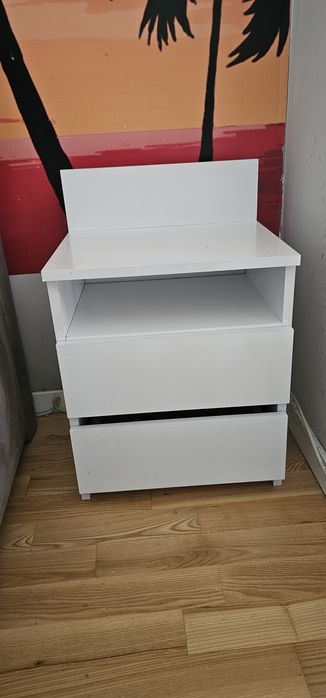 Biała szafka nocna komoda 2 szuflady