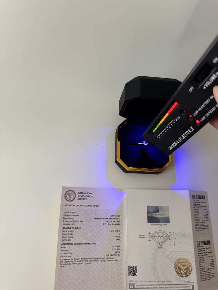 Pierścionek z diamentem, 0,73 ct VVS2 D, białe złoto, z brylantem