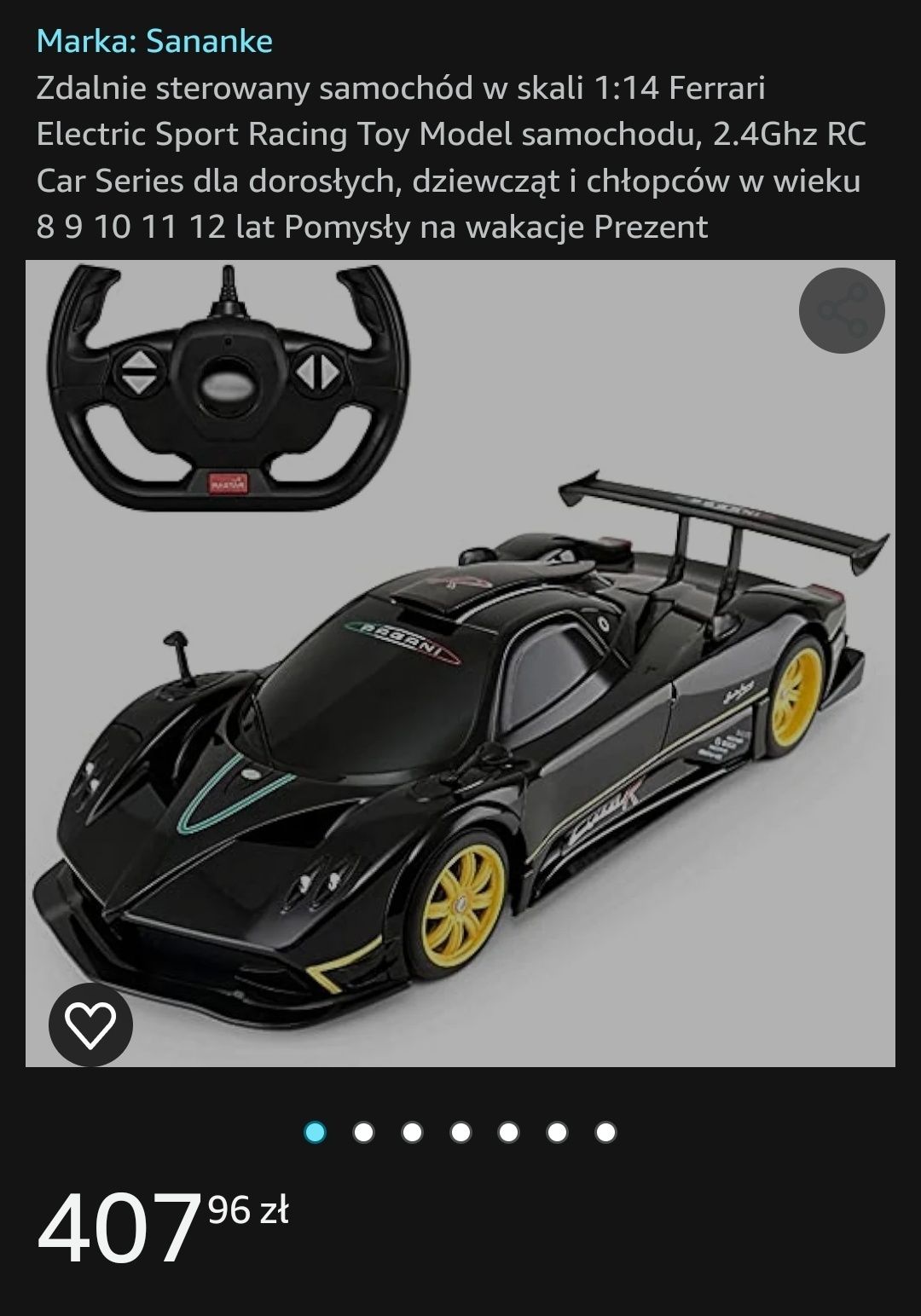 Samochód sportowy sterowany RC Pagani Zonda R   Skala: 1:18