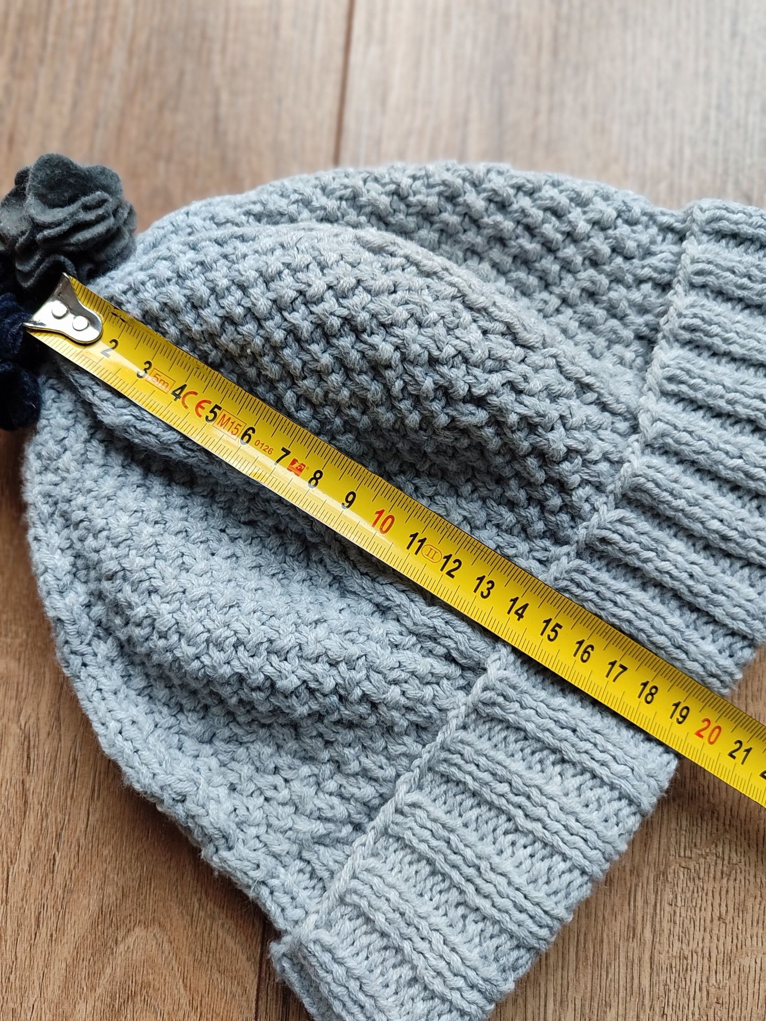 Jasnoszary komplet zimowy czapka szal 6-9 lat szalik 38 x 101 cm
