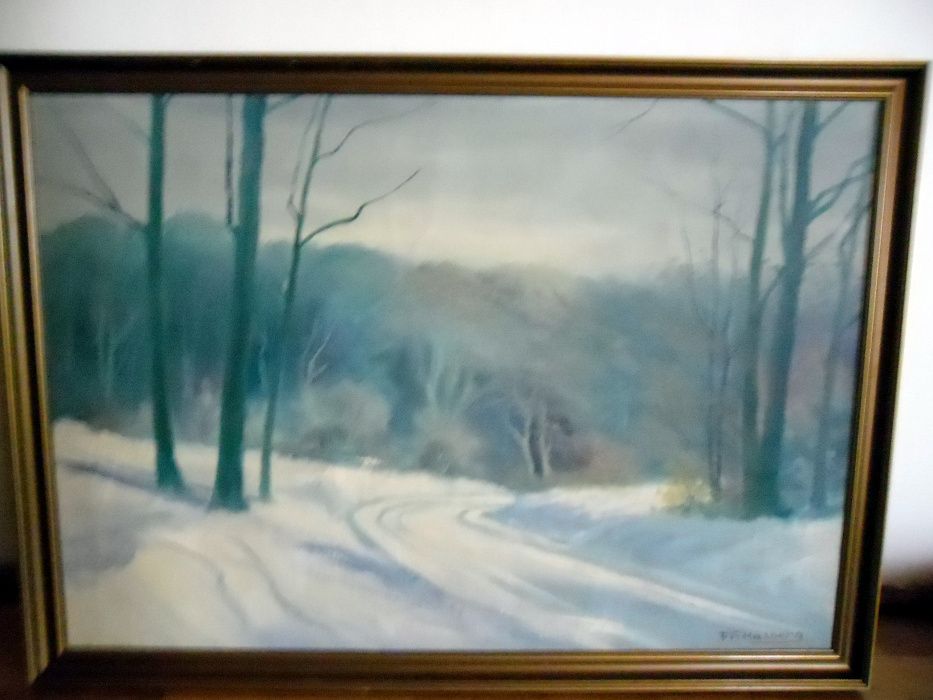 Obraz  olejny na płótnie, Frederik Halberg pejzaż zimowy