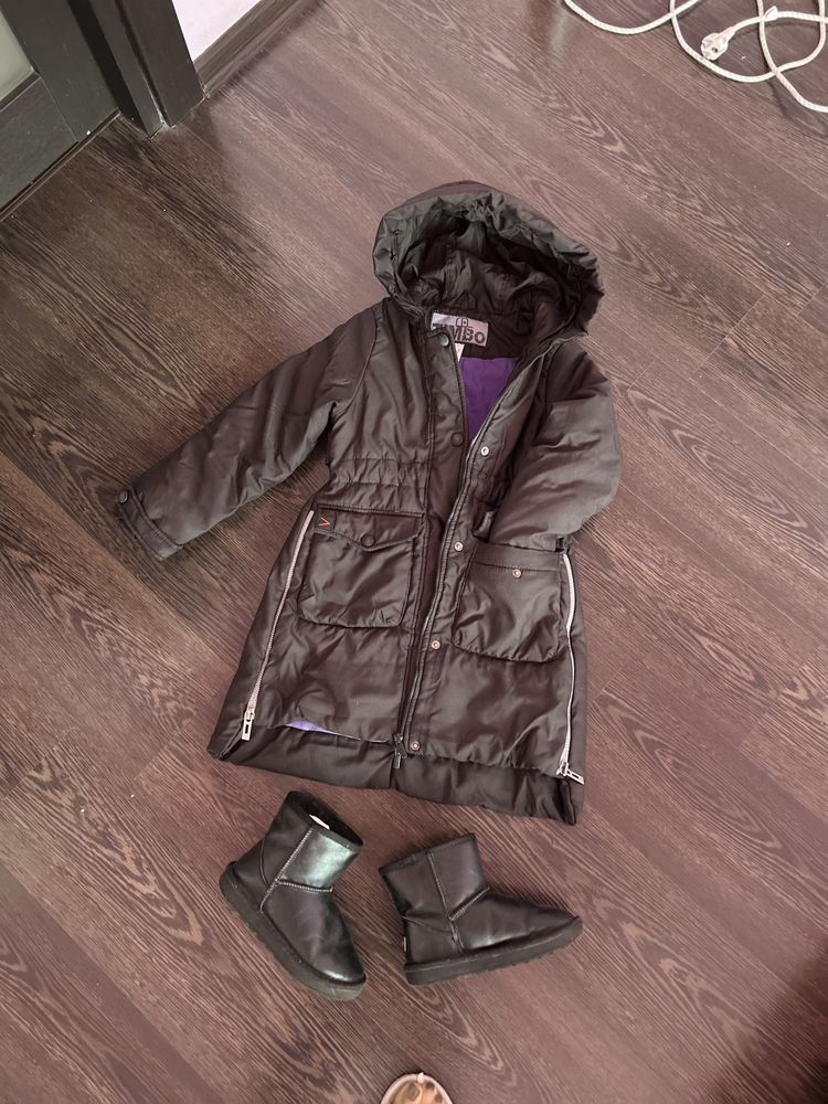 Пуховик зимова куртка пальто Timbo дівчинці на 6-7 років+подарунок