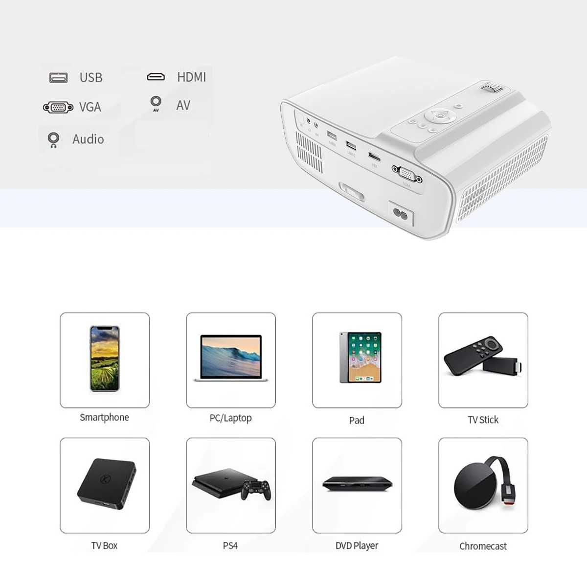 Salange P69 Mini projektor Full HD 1080P WIFI Bluetooth 8500 lumenów