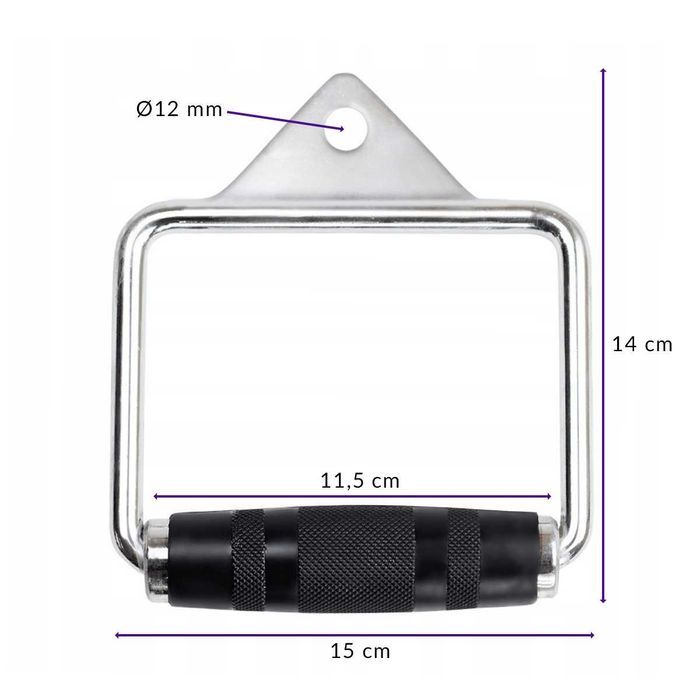 Uchwyt do wyciągu atlasu pojedynczy ogumowany stal WR