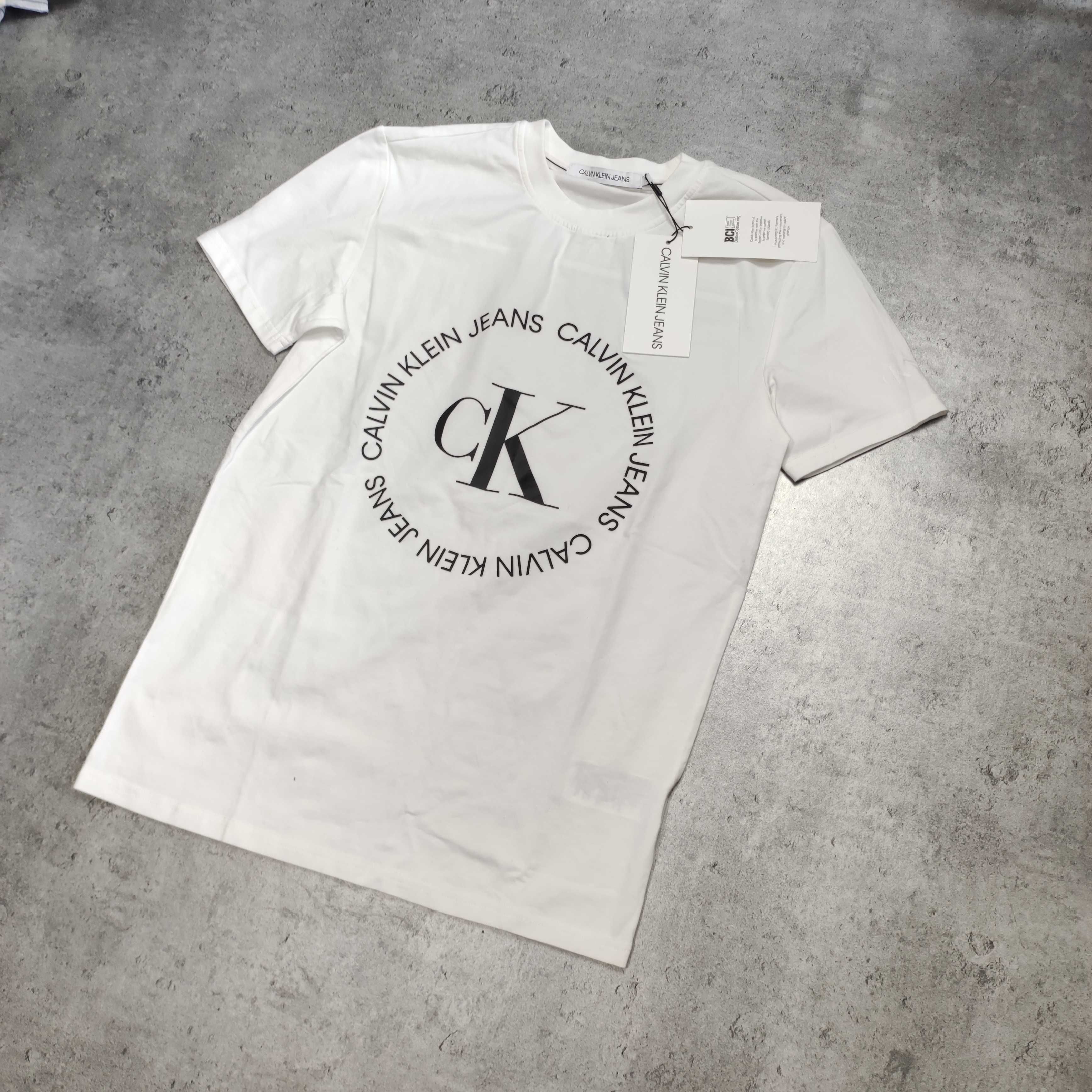 MĘSKA Koszulka Elegancka NOWA CK Duże Logo Calvin Klein Jeans Metki