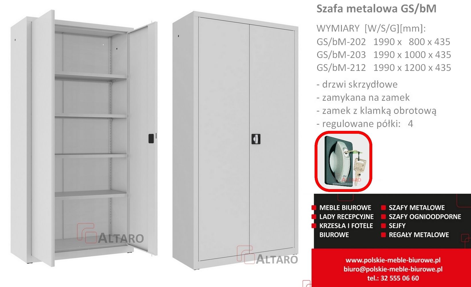 Szafa METALOWA na dokumenty akta RODO  199x80 warsztatowa