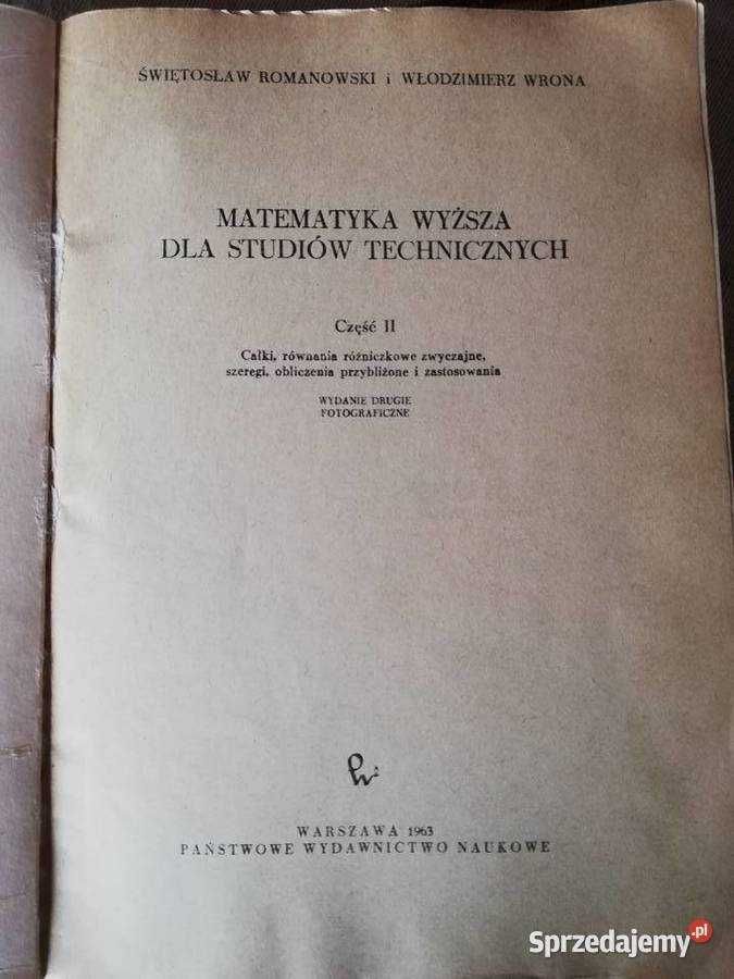 Matematyka wyższa dla studiów technicznych- Ś.Romanowski