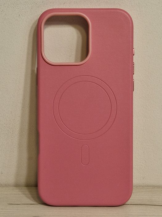 MagSafe Leather Case Iphone 16 Pro Różowy + szklo 9h GRATIS