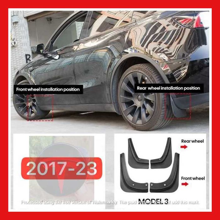 Бризговики Tesla Model 3 2017-2023 брызговики тесла модел 3 , НАБІР!