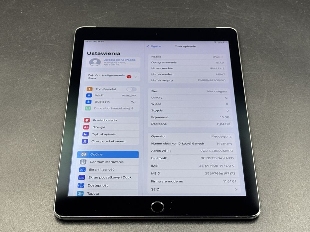 iPad Air 2 (A1567) 16GB - Cellular (LTE) - faktura VAT 23%