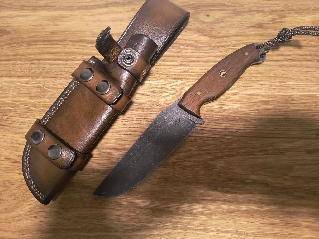 Nóż SJ-Knife Szeptun NMV Merbau Włoska Skóra EDC Bushcraft Survival