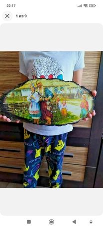 Картина на дереві Українська сім'я ручна робота