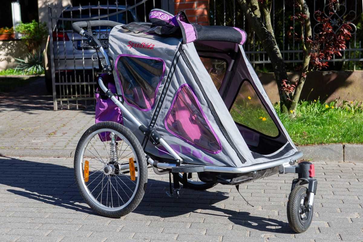 Przyczepka rowerowa Qeridoo także do biegania 2-osobowa