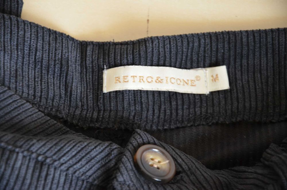 Spodnie sztruksowe szerokie kuloty długie wysoki stan M S 38 36