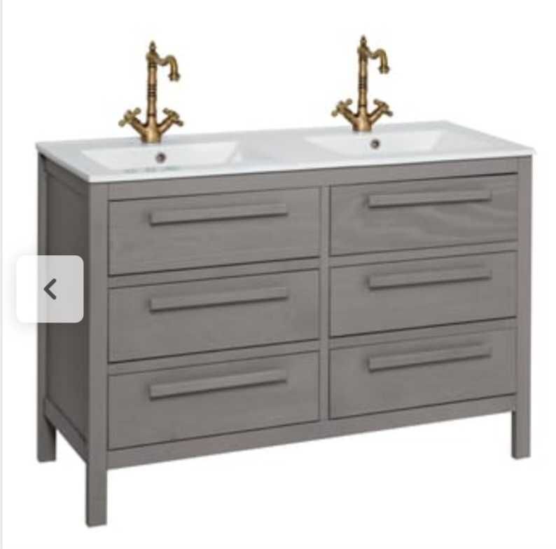 móvel de casa de banho cinza 120cm com 6 gavetas com torneira