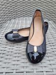 Baleriny czarne brokatowe R 36 z cyrkonie kokardki eleganckie wkł 22,5