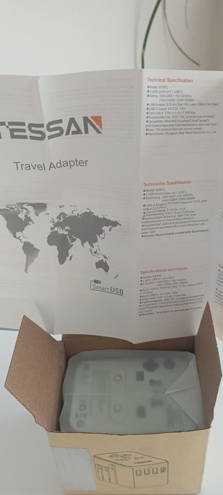 Adapter podróżny, przejściówka,USB