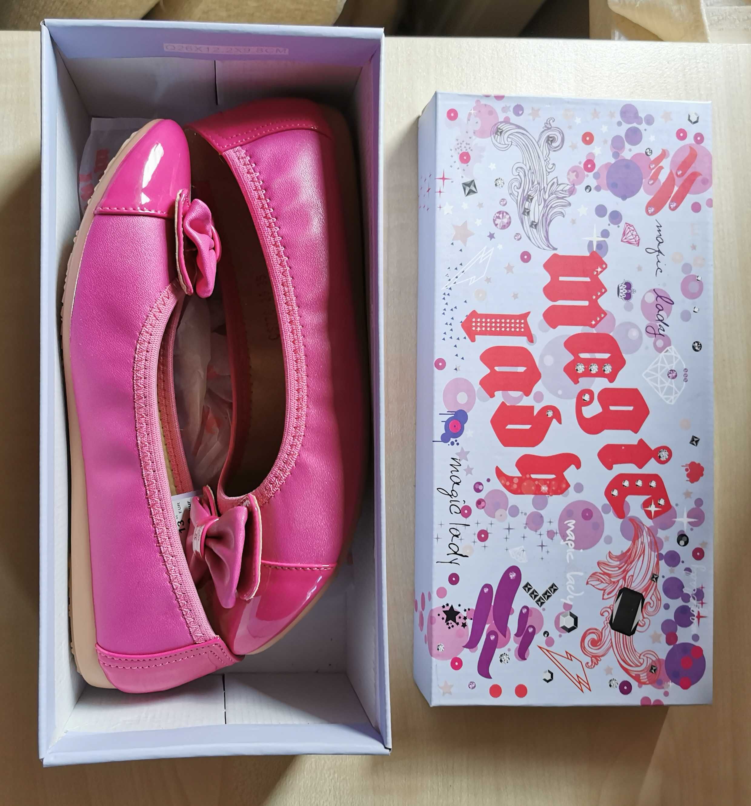 Buty balerinki dla dziewczynki różowe kokardki nowe rozmiar 35