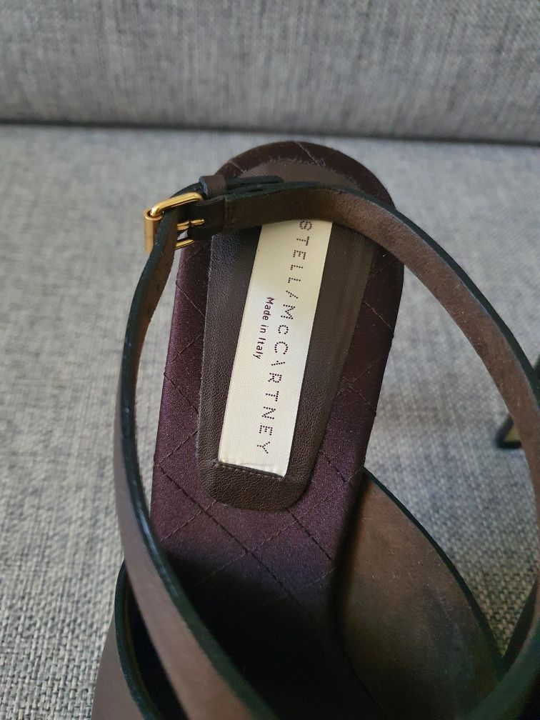 Sandały Stella McCartney 39.5 brązowe skóra wegańska szpilki