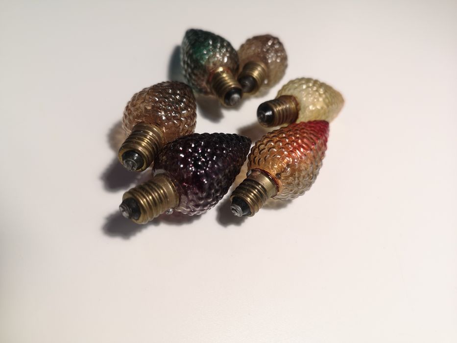 Żarówki do lampek choinkowych kształtki szyszki PRL stare vintage