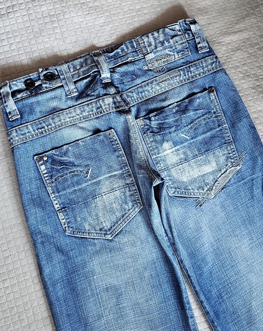 Jeansy niski Stan dzwony G-Star Raw retro Vintage y2k 90s 00s grunge